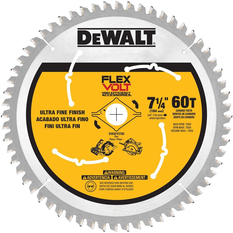 DeWalt FLEXVOLT 7-1/4 in. 60-Teeth Carbide-Tipped Circular Saw Blade